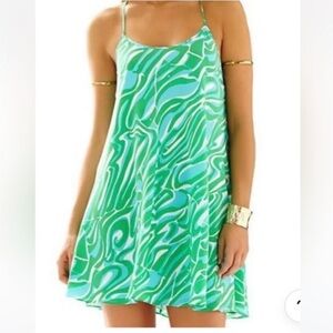 Lilly Pulitzer Maisy Silk Slip Dress XS Finders Keepers 92873 EUC Racerback Gold